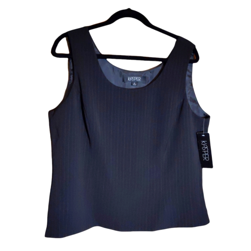 Kasper black pinstripe tank top